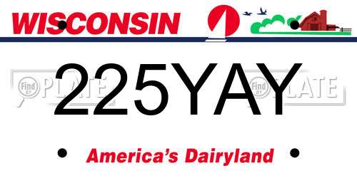 225YAY Wisconsin License Plate