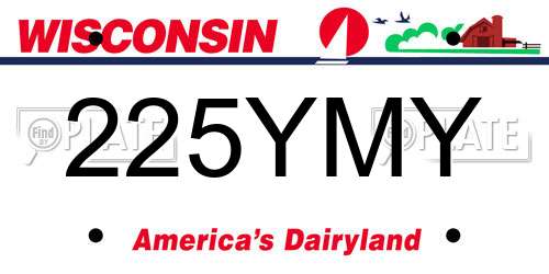 225YMY Wisconsin License Plate