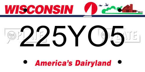 225YO5 Wisconsin License Plate