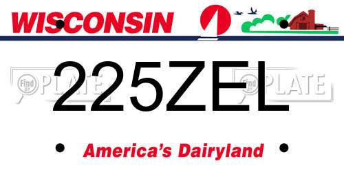 225ZEL Wisconsin License Plate