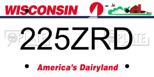 225ZRD Wisconsin License Plate