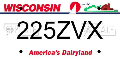 225ZVX Wisconsin License Plate