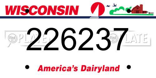 226237 Wisconsin License Plate