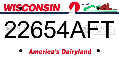 22654AFT Wisconsin License Plate