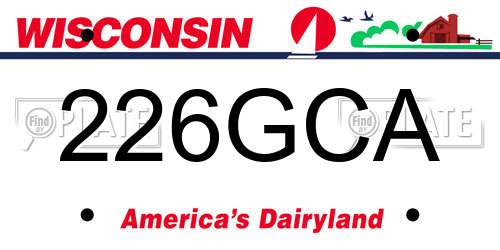 226GCA Wisconsin License Plate