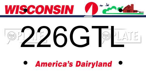 226GTL Wisconsin License Plate