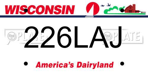 226LAJ Wisconsin License Plate