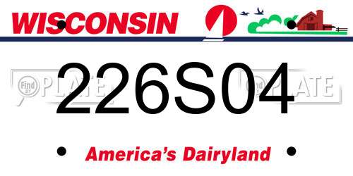 226S04 Wisconsin License Plate