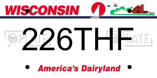 226THF Wisconsin License Plate