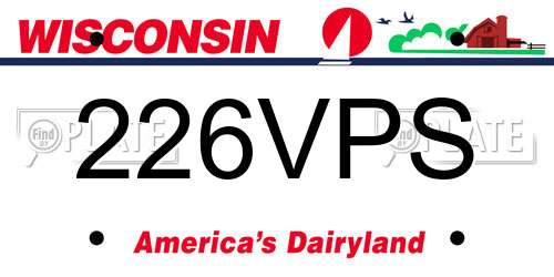 226VPS Wisconsin License Plate