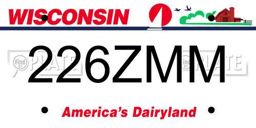 226ZMM Wisconsin License Plate