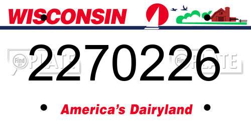 2270226 Wisconsin License Plate