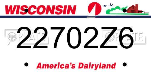 22702Z6 Wisconsin License Plate