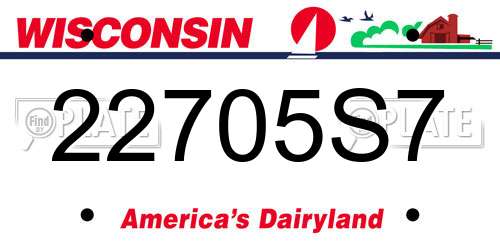 22705S7 Wisconsin License Plate