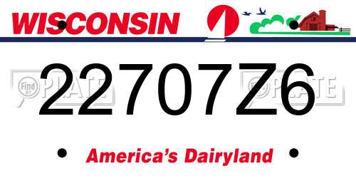 22707Z6 Wisconsin License Plate