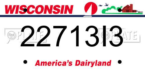 22713I3 Wisconsin License Plate