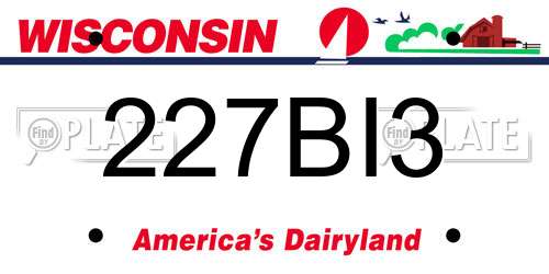 227BI3 Wisconsin License Plate