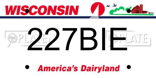227BIE Wisconsin License Plate