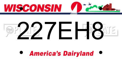 227EH8 Wisconsin License Plate