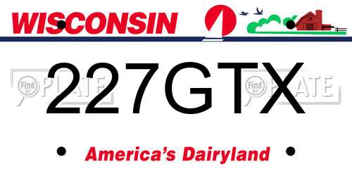 227GTX Wisconsin License Plate