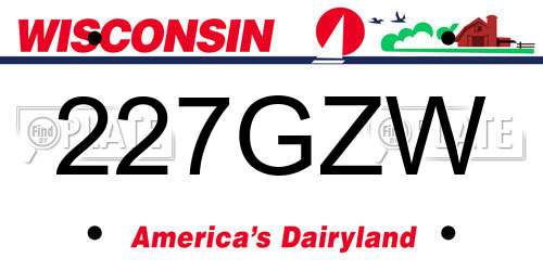 227GZW Wisconsin License Plate