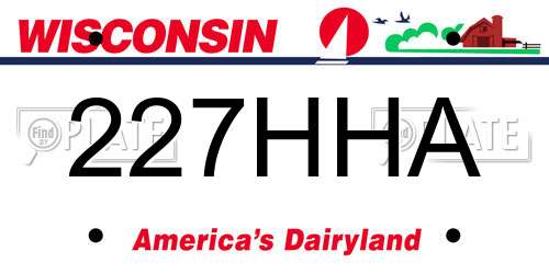 227HHA Wisconsin License Plate