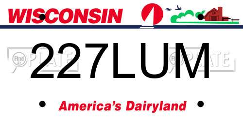 227LUM Wisconsin License Plate