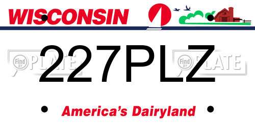 227PLZ Wisconsin License Plate