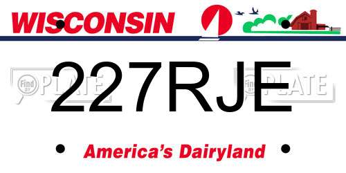 227RJE Wisconsin License Plate