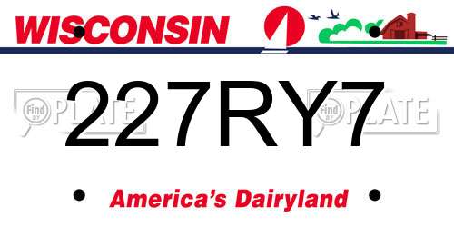 227RY7 Wisconsin License Plate