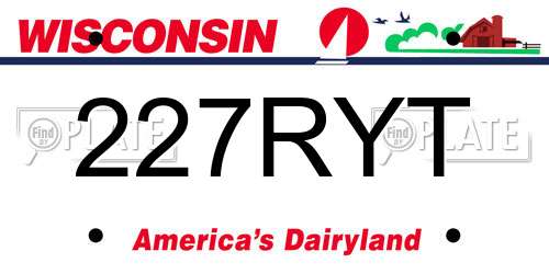 227RYT Wisconsin License Plate