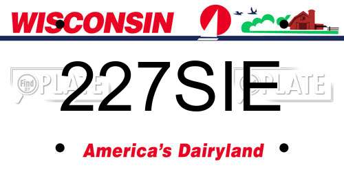 227SIE Wisconsin License Plate