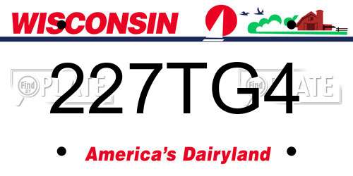 227TG4 Wisconsin License Plate
