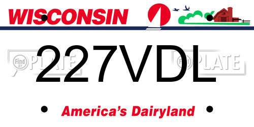 227VDL Wisconsin License Plate