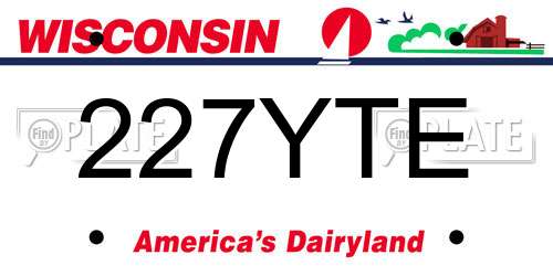 227YTE Wisconsin License Plate