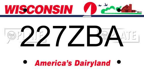 227ZBA Wisconsin License Plate