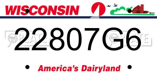22807G6 Wisconsin License Plate