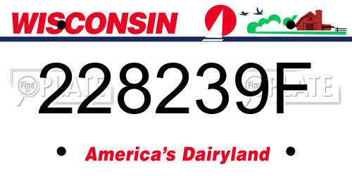 228239F Wisconsin License Plate