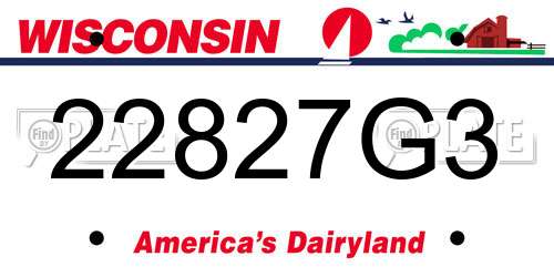 22827G3 Wisconsin License Plate