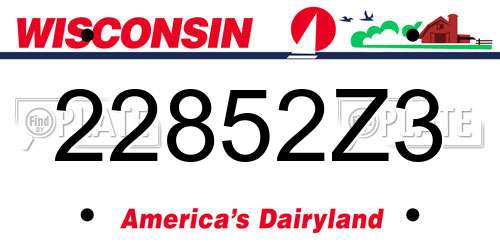 22852Z3 Wisconsin License Plate