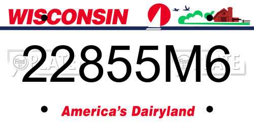 22855M6 Wisconsin License Plate
