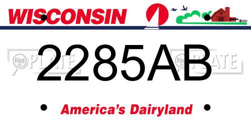 2285AB Wisconsin License Plate