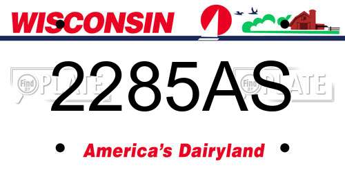 2285AS Wisconsin License Plate