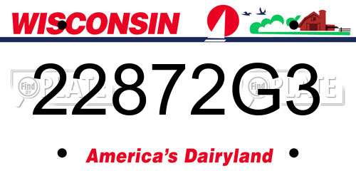 22872G3 Wisconsin License Plate