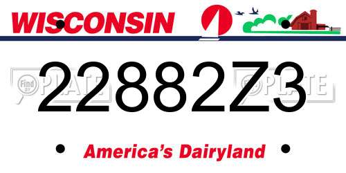 22882Z3 Wisconsin License Plate