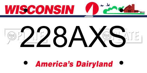 228AXS Wisconsin License Plate