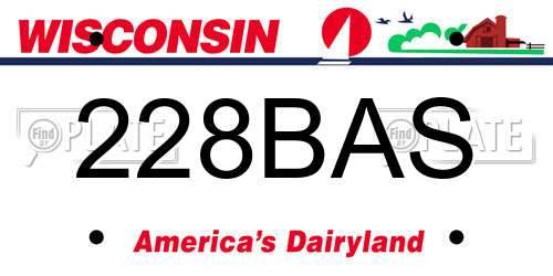 228BAS Wisconsin License Plate
