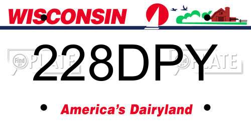 228DPY Wisconsin License Plate