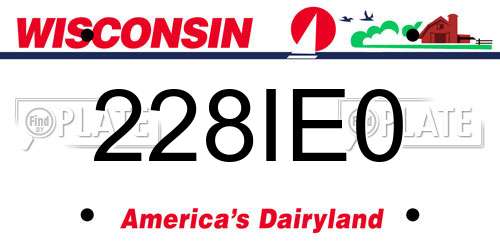 228IE0 Wisconsin License Plate
