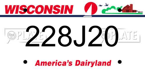 228J20 Wisconsin License Plate